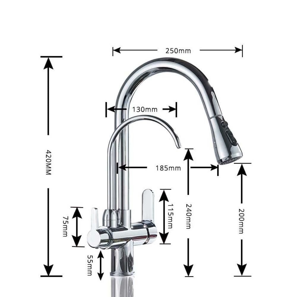 Mitigeur Cuisine 3 Voies, Douchette Extractible, 41cm