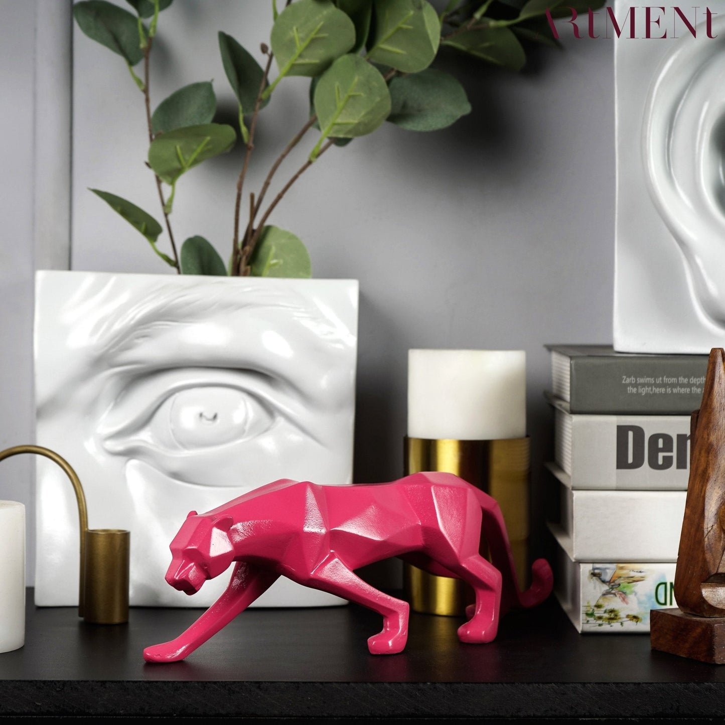 Statue Panthère Géométrique en Résine – Sculpture Design pour Salon, Bureau ou Entrée
