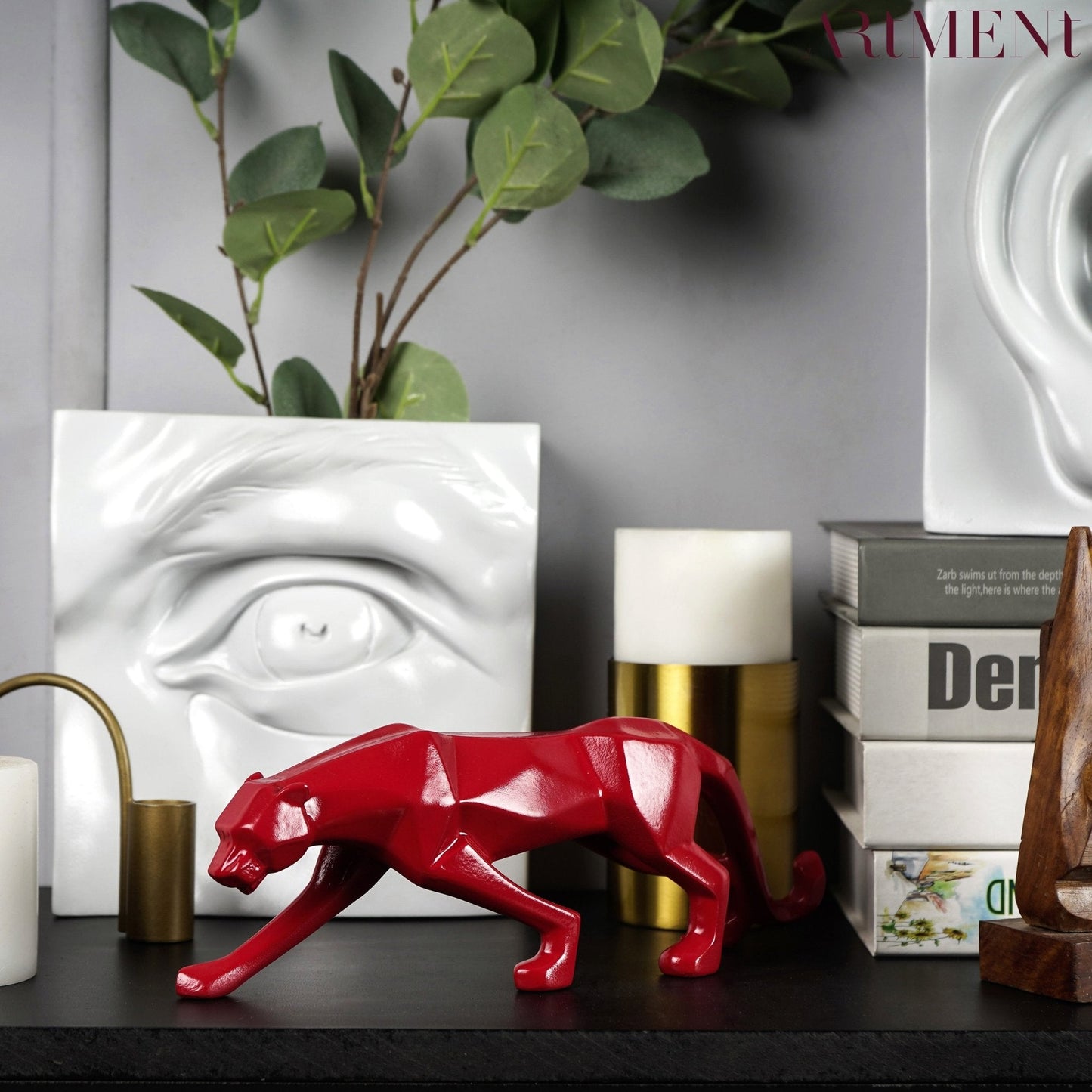 Statue Panthère Géométrique en Résine – Sculpture Design pour Salon, Bureau ou Entrée