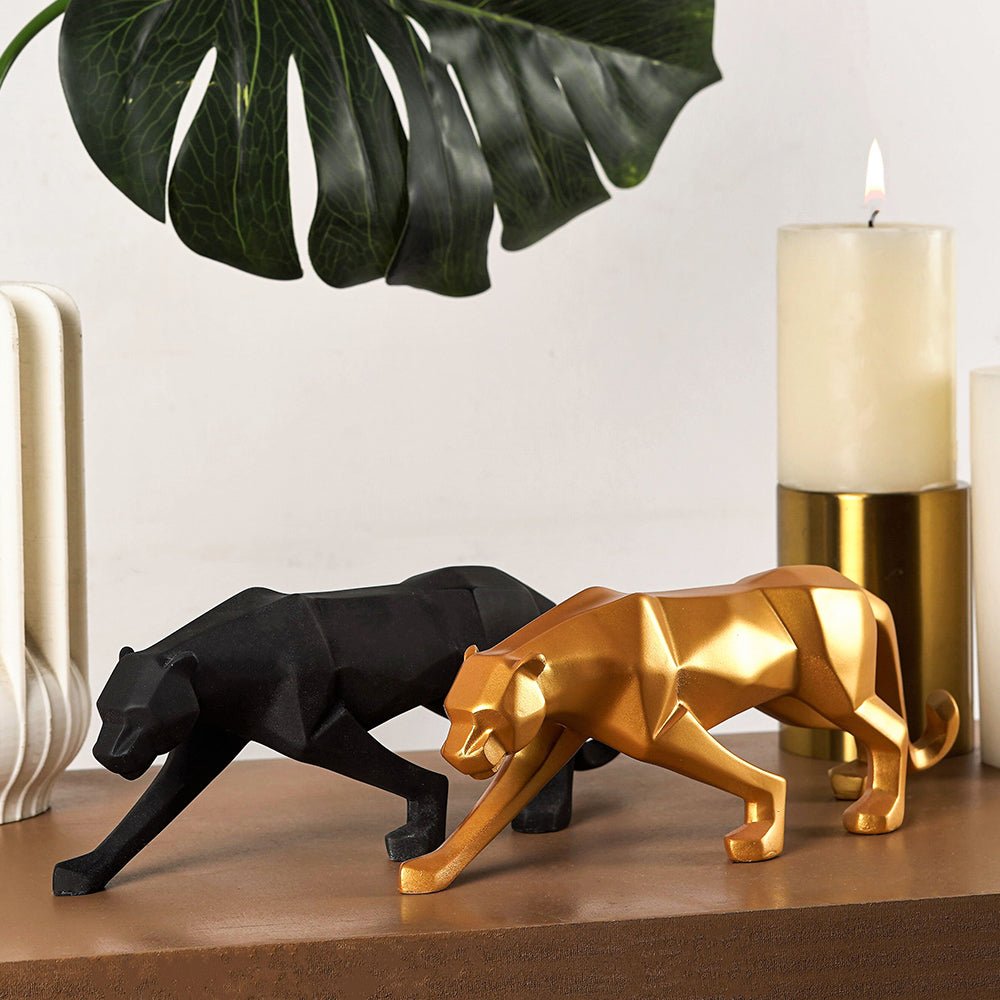 Statue Panthère Géométrique en Résine – Sculpture Design pour Salon, Bureau ou Entrée