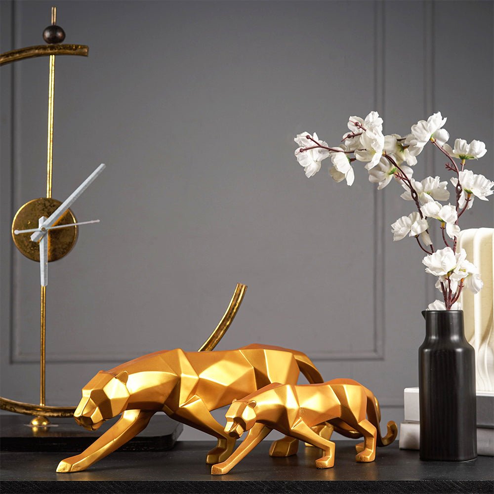 Statue Panthère Géométrique en Résine – Sculpture Design pour Salon, Bureau ou Entrée