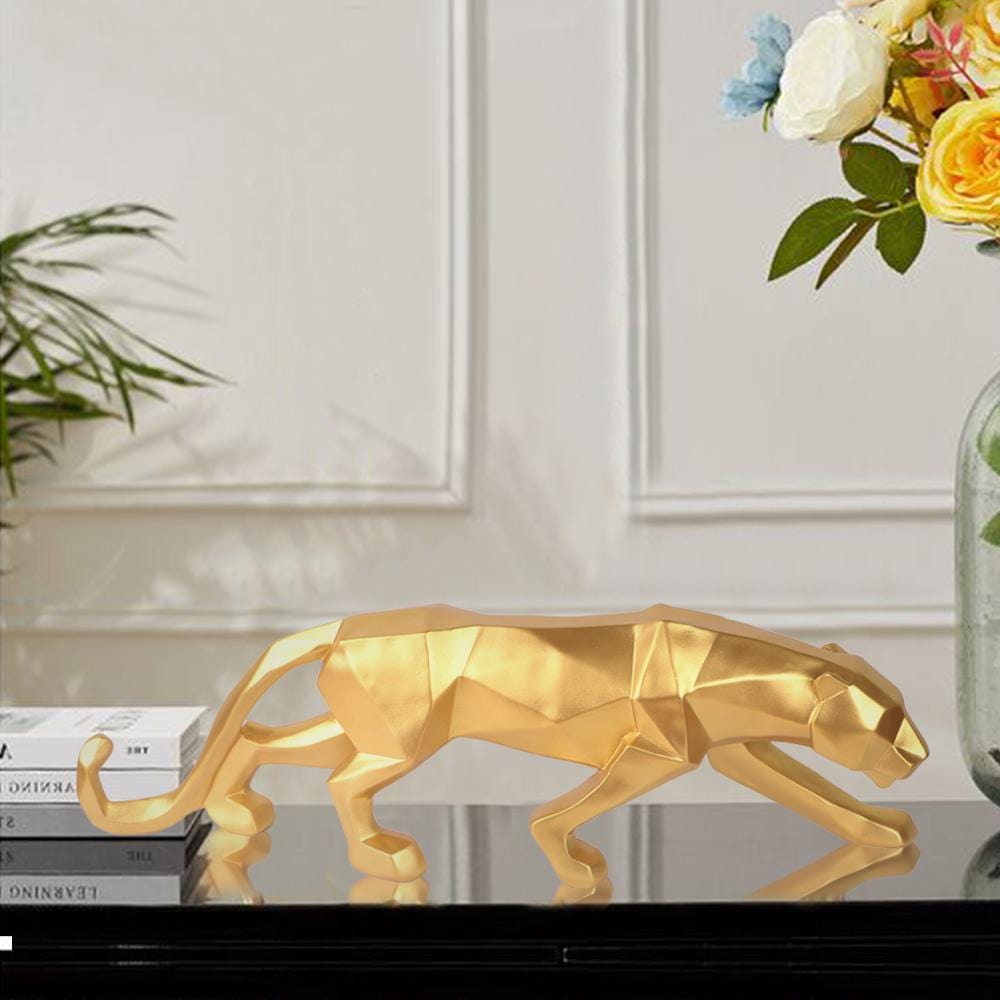 Statue Panthère Géométrique en Résine – Sculpture Design pour Salon, Bureau ou Entrée