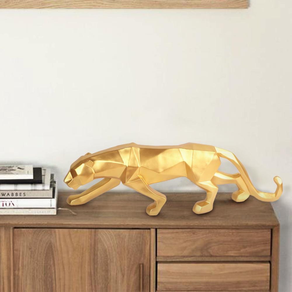 Statue Panthère Géométrique en Résine – Sculpture Design pour Salon, Bureau ou Entrée