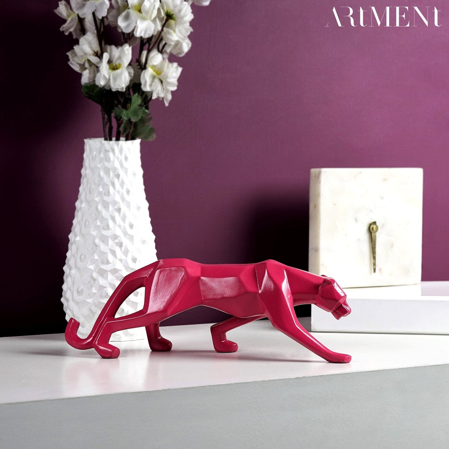 Statue Panthère Géométrique en Résine – Sculpture Design pour Salon, Bureau ou Entrée