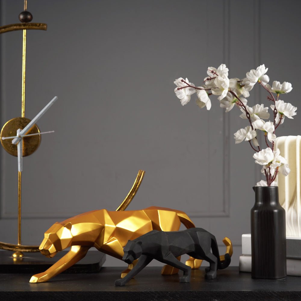 Statue Panthère Géométrique en Résine – Sculpture Design pour Salon, Bureau ou Entrée