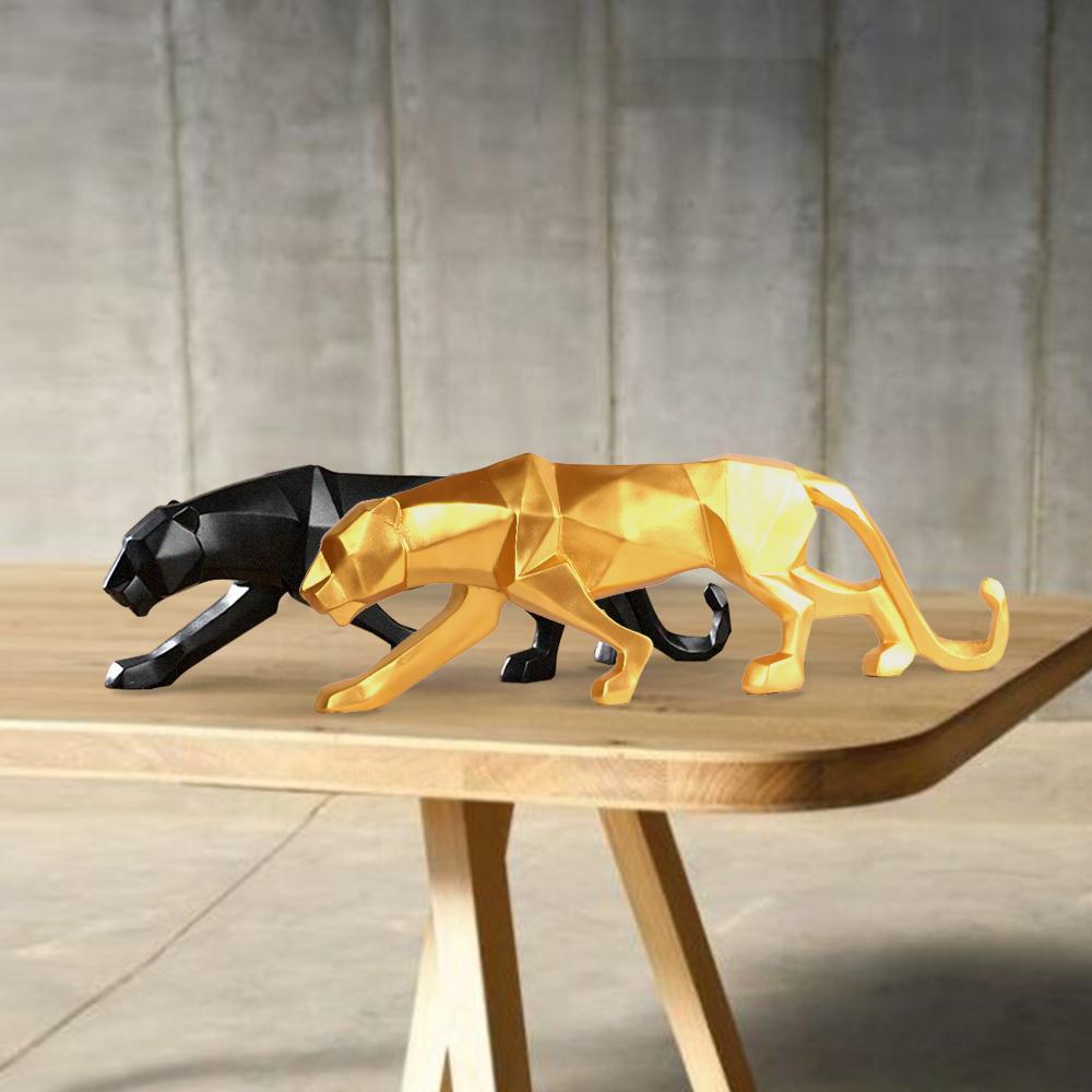 Statue Panthère Géométrique en Résine – Sculpture Design pour Salon, Bureau ou Entrée