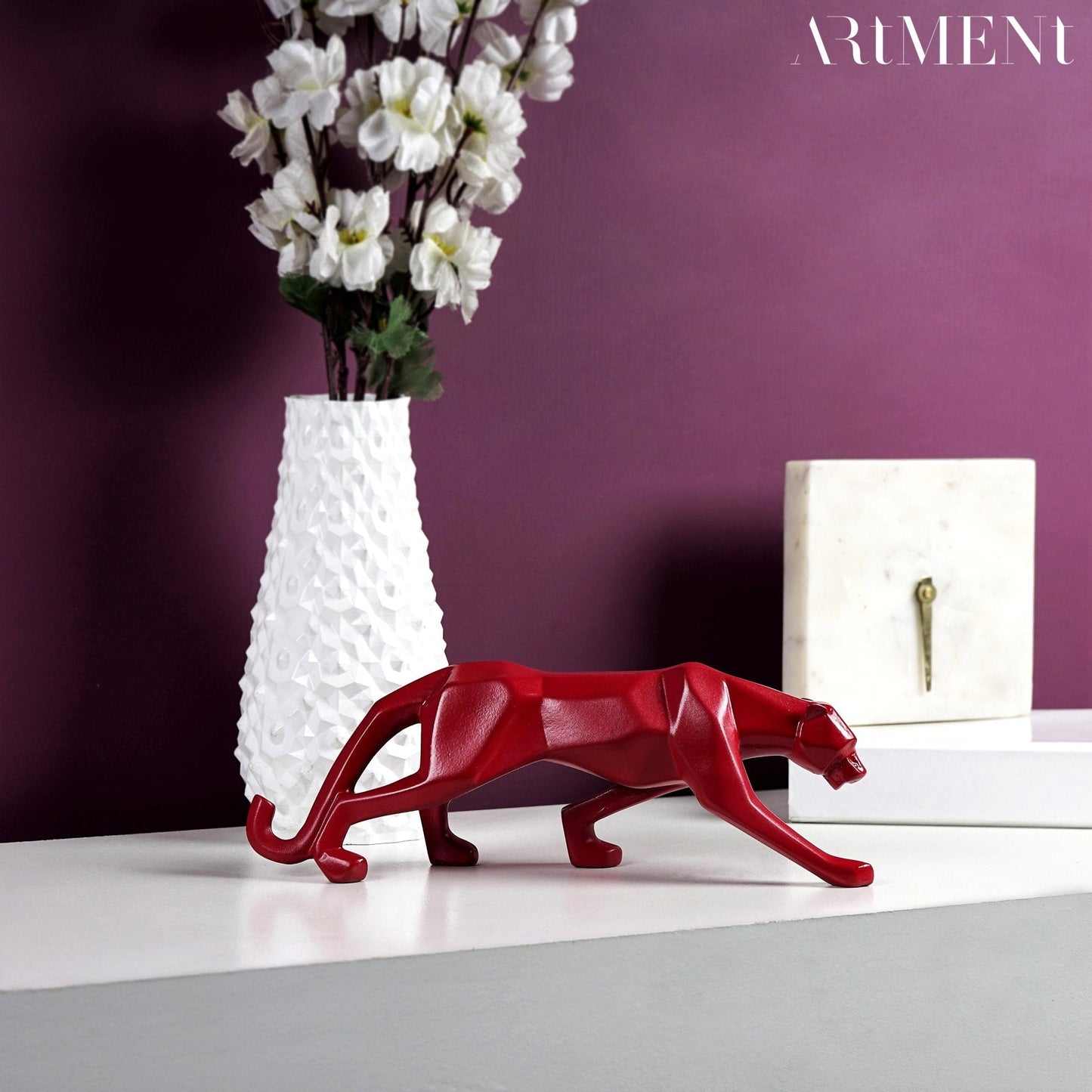Statue Panthère Géométrique en Résine – Sculpture Design pour Salon, Bureau ou Entrée