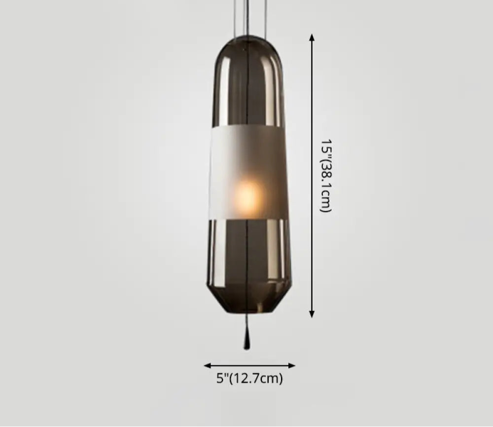 Suspension Moderne Cylindrique Verre Fumé ou Ambre