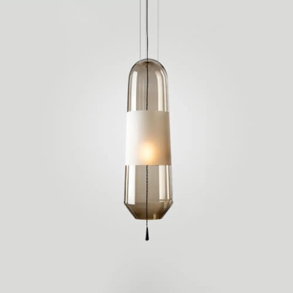 Suspension Moderne Cylindrique Verre Fumé ou Ambre