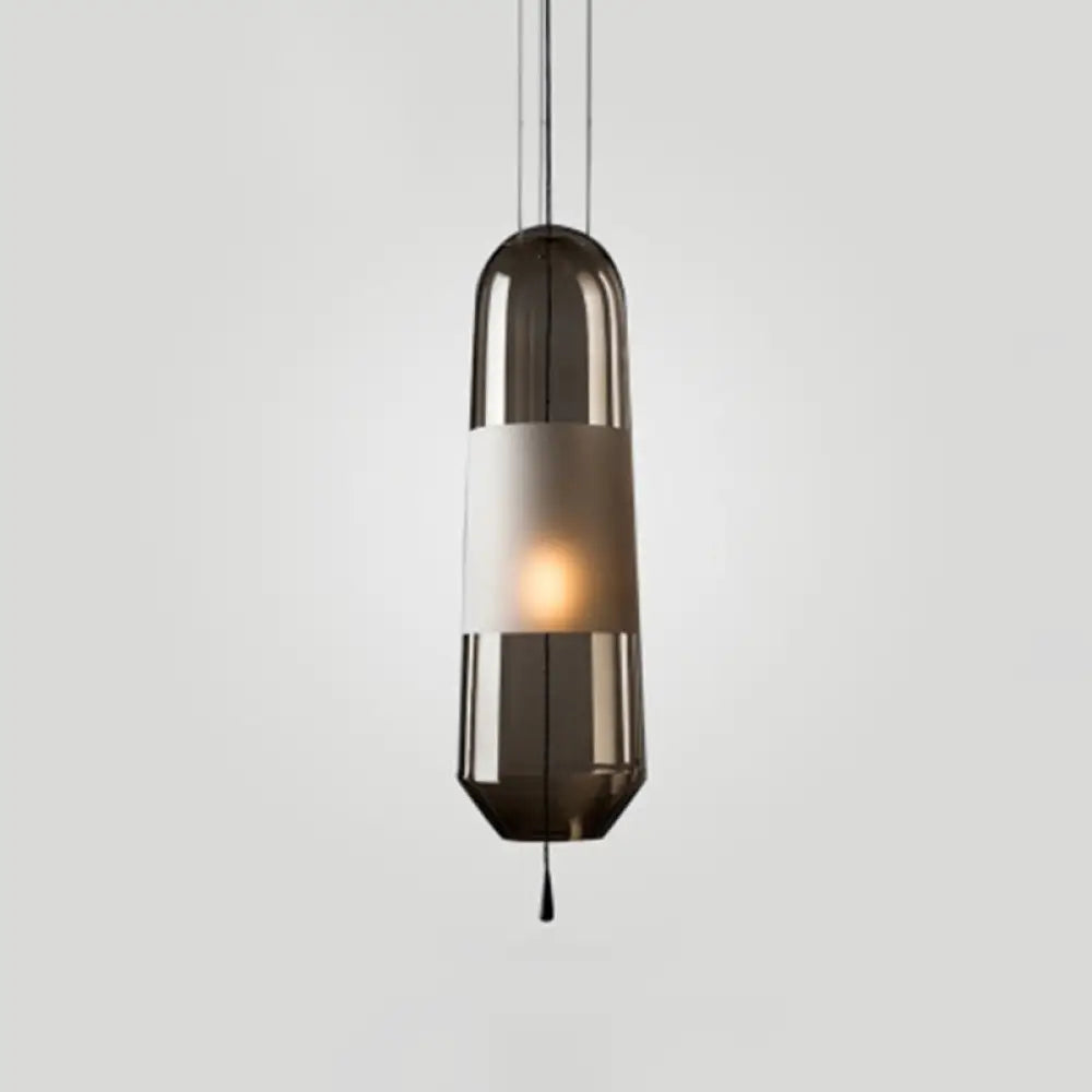 Suspension Moderne Cylindrique Verre Fumé ou Ambre