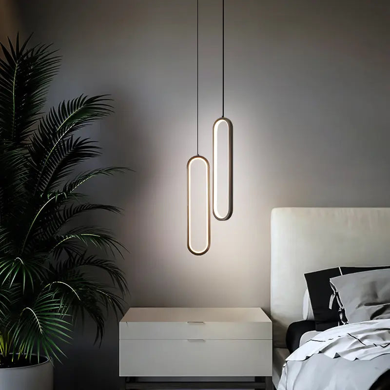 Suspension LED Design Allongé Noir ou Doré Réglable