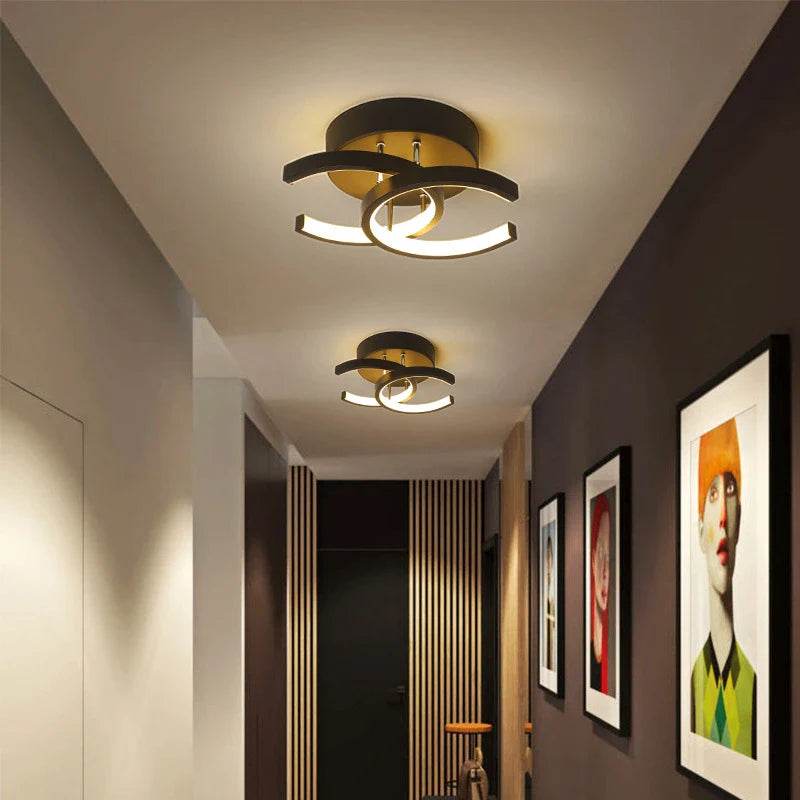 Plafonnier LED Moderne Noir & Blanc Style Torsadé