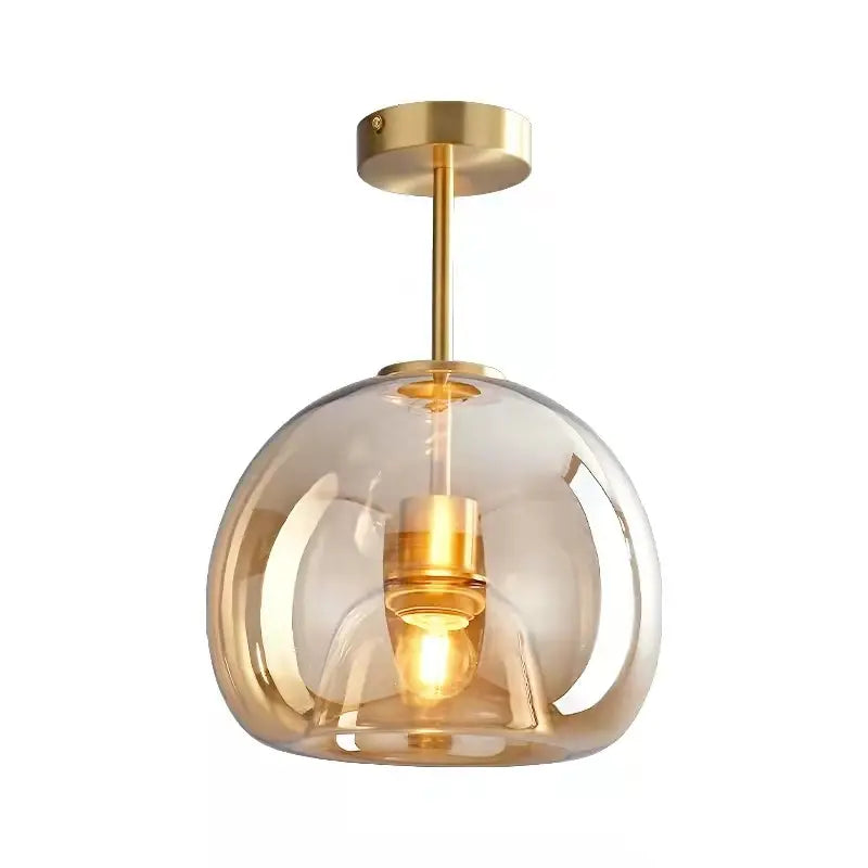 Plafonnier Moderne en Verre Transparent Doré ou Noir