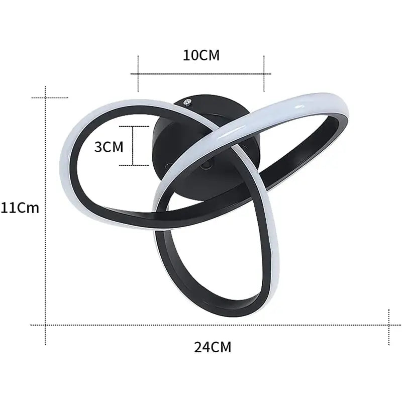 Plafonnier LED Moderne Noir ou Blanc Design Torsadé