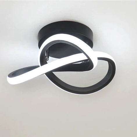 Plafonnier LED Moderne Noir ou Blanc Design Torsadé