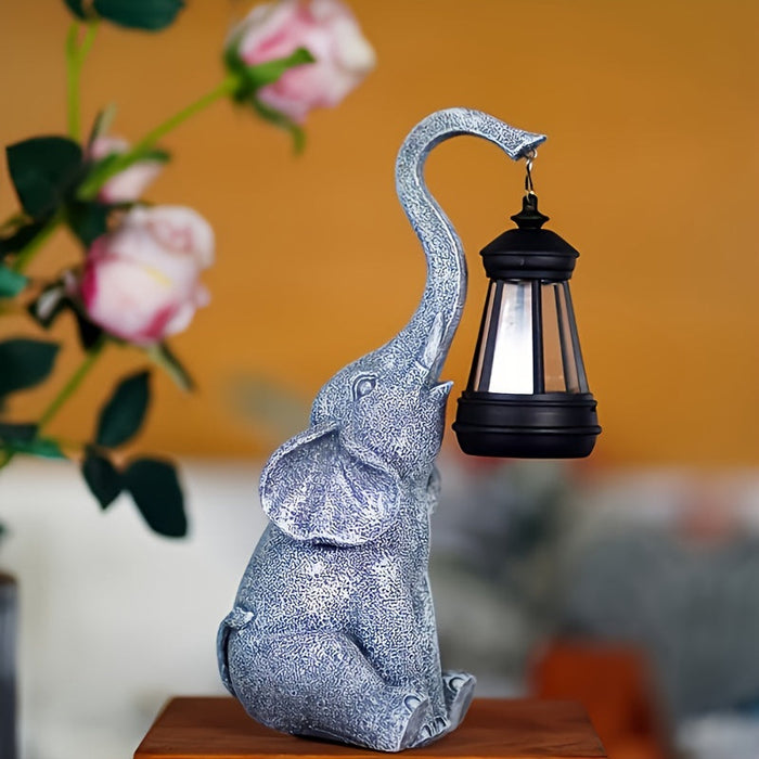 Lampe Solaire Élégante Éléphant – Statue de Jardin en Résine
