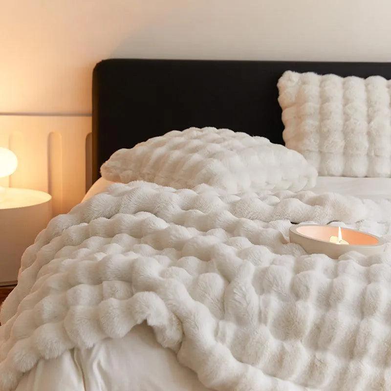 Plaid Doux Luxe Imitation Fourrure Chaud Hiver