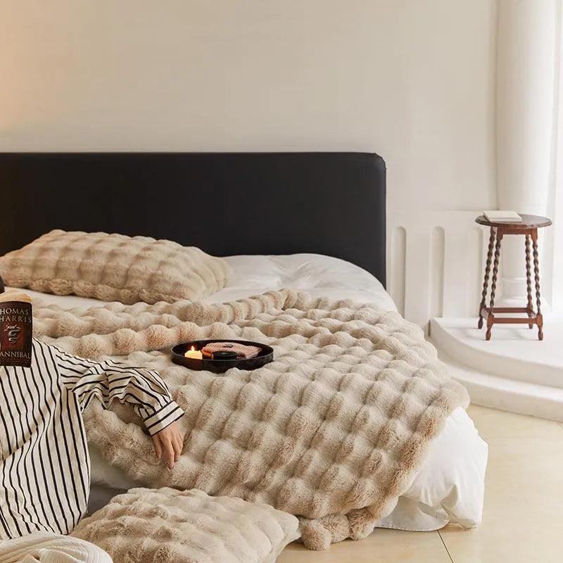 Plaid Doux Luxe Imitation Fourrure Chaud Hiver
