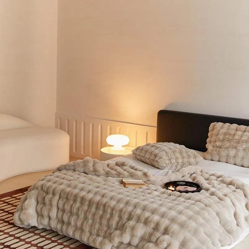Plaid Doux Luxe Imitation Fourrure Chaud Hiver