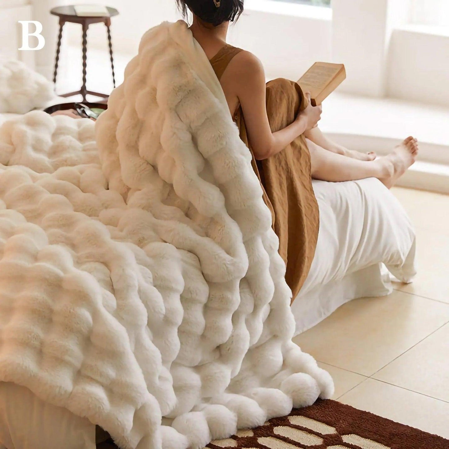 Plaid Doux Luxe Imitation Fourrure Chaud Hiver
