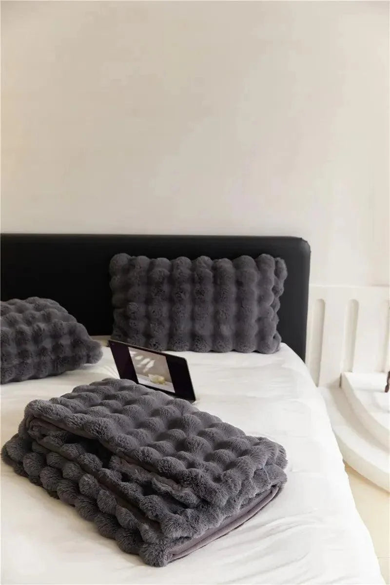 Plaid Doux Luxe Imitation Fourrure Chaud Hiver