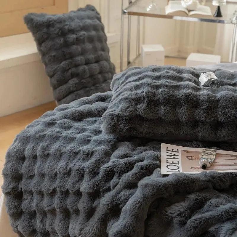 Plaid Doux Luxe Imitation Fourrure Chaud Hiver