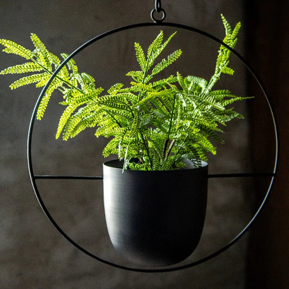 Pot de Plante Suspendu, Design Halo, Métal Antirouille