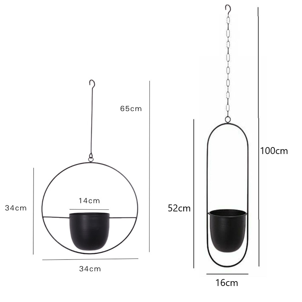 Pot de Plante Suspendu, Design Halo, Métal Antirouille