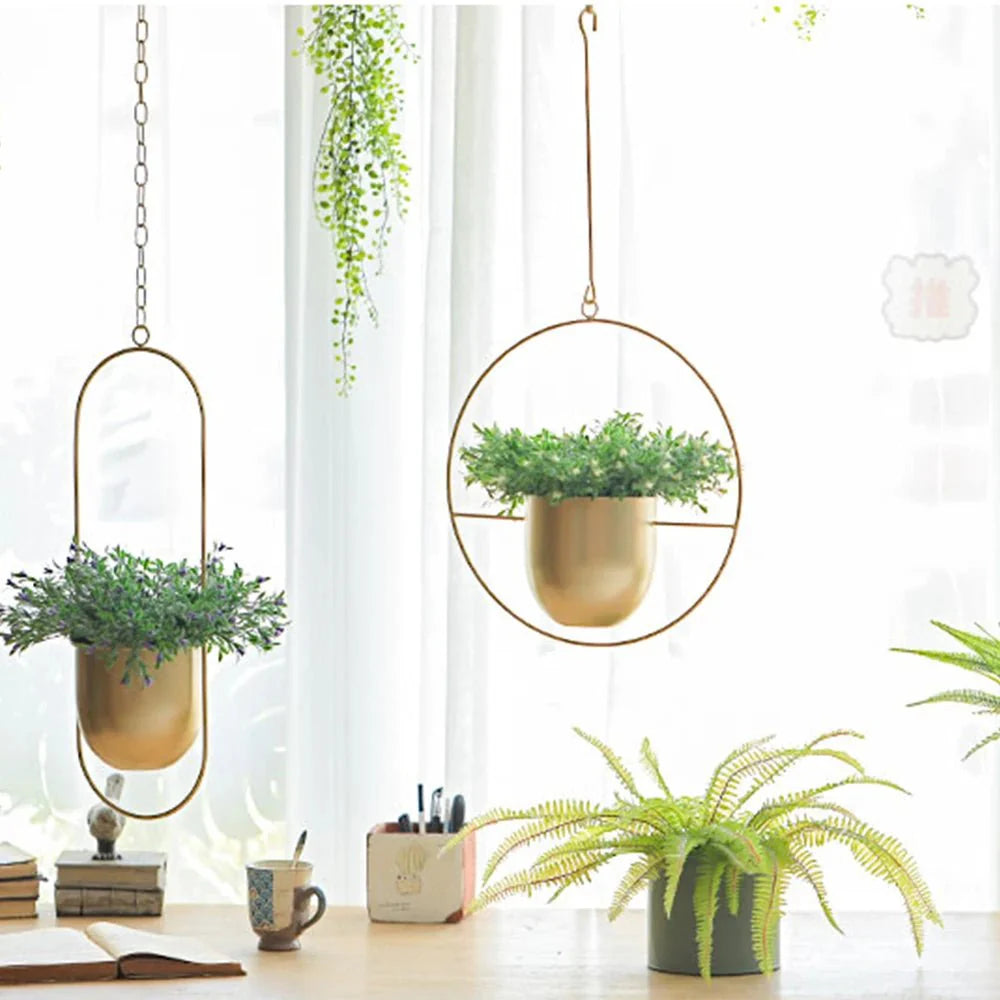 Pot de Plante Suspendu, Design Halo, Métal Antirouille