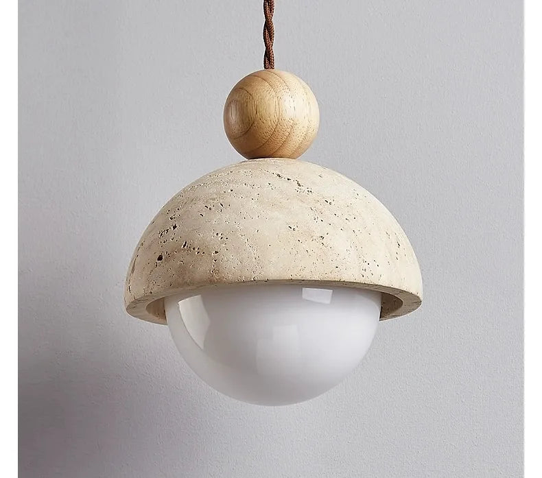 Petite Suspension en Pierre | Lustre Design Moderne en Forme de Bouton de Fleur pour Chambre, Style Crème