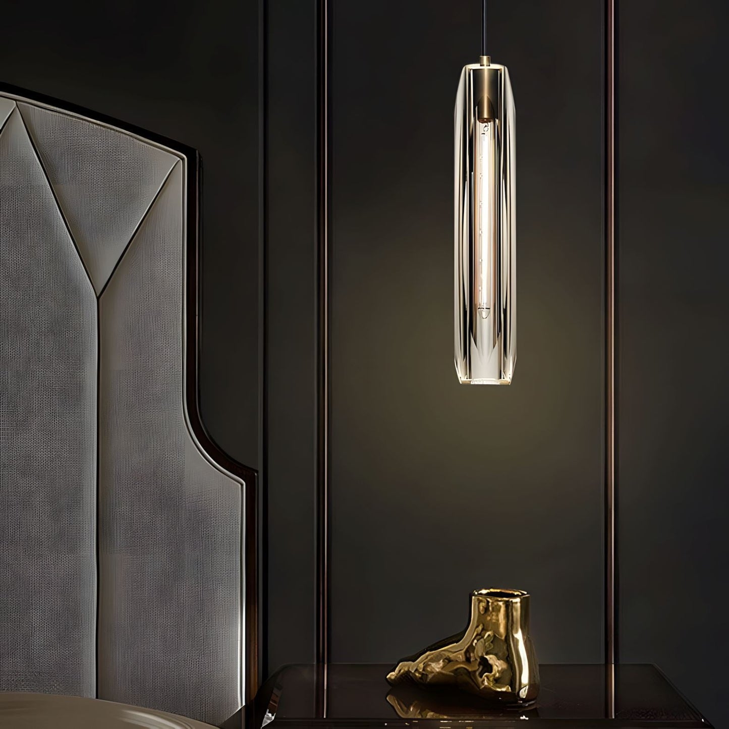 Suspension Moderne Verre K9 Laiton Fumé ou Clair