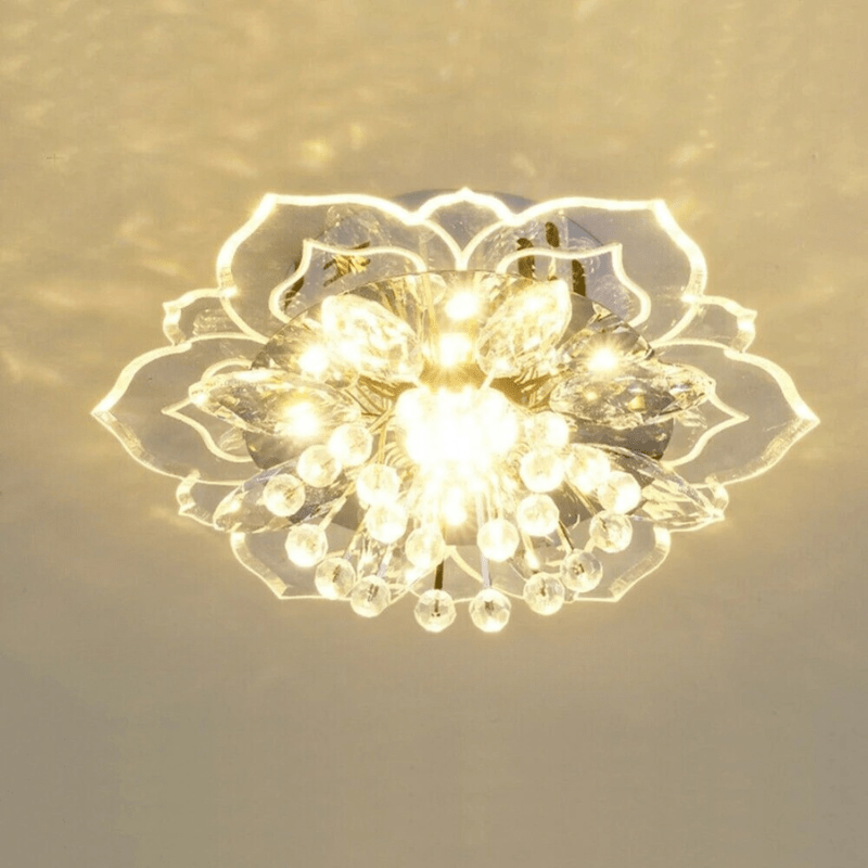 Plafonnier LED Fleur Cristal Élégant Ø30 cm