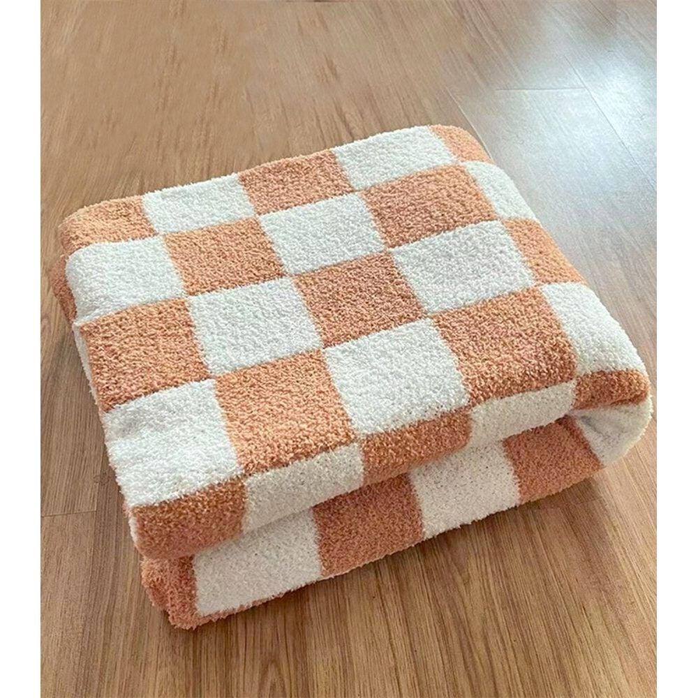 Plaid à Carreaux Doux, 127x152cm, Polyester Confort