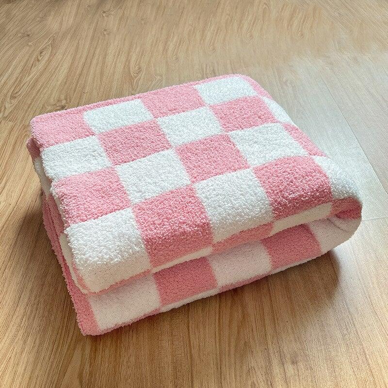 Plaid à Carreaux Doux, 127x152cm, Polyester Confort
