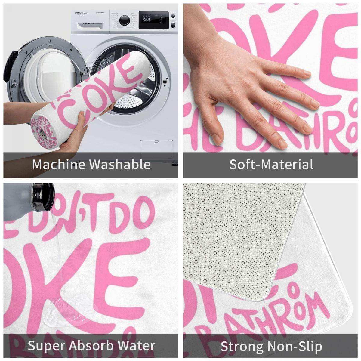 Tapis de Salle de Bain Rose avec Message Drôle – Antidérapant et Lavable