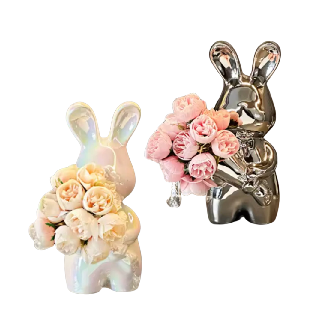 Vase Céramique Bunny Bloom – Une Touche Artistique et Ludique pour Votre Intérieur