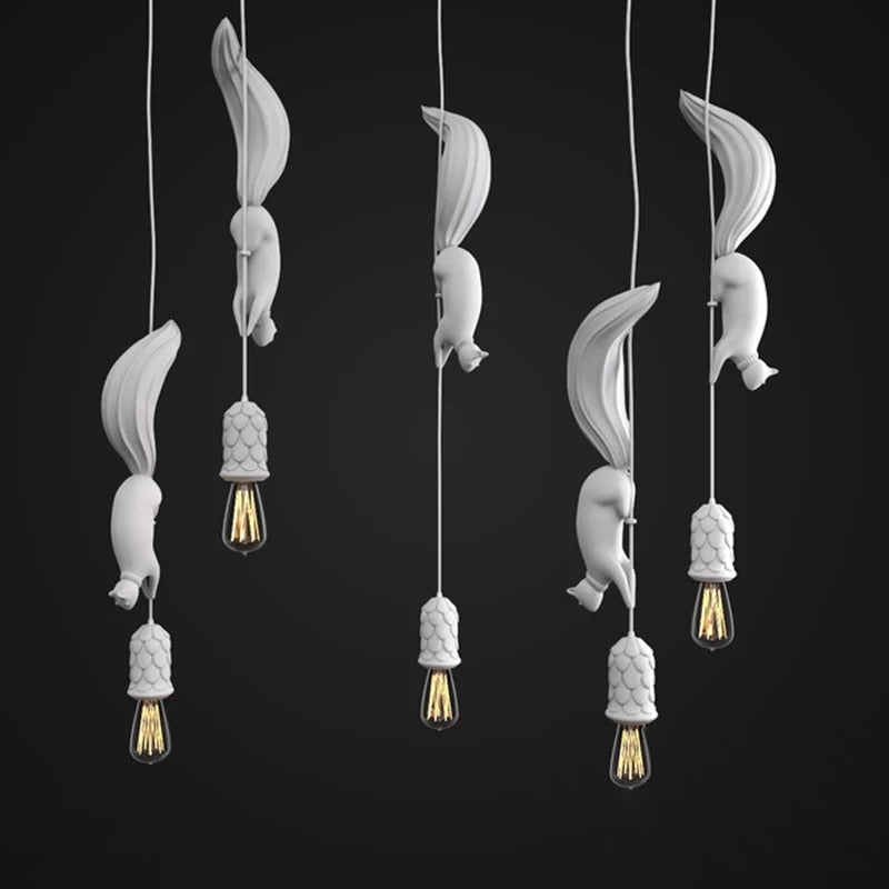 Suspension LED Nordique Écureuil en Résine, Design