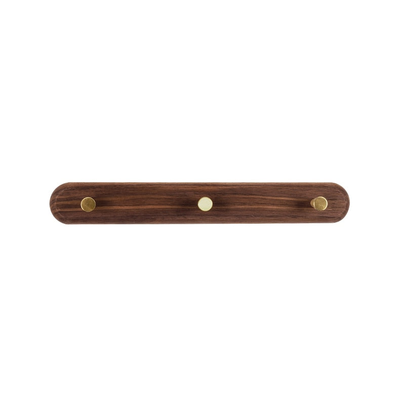 Porte-Manteau Mural Scandinave en Bois Naturel et Laiton