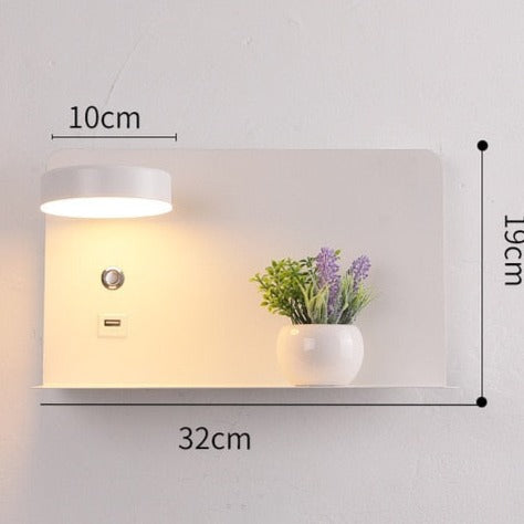 Applique Murale avec Tablette, Lampe LED et Port USB – GALLIA