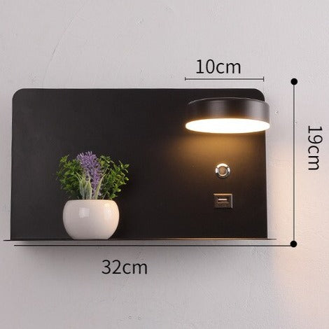 Applique Murale avec Tablette, Lampe LED et Port USB – GALLIA