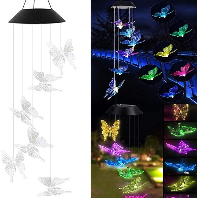 Carillon Solaire Colibri – Éclairage Extérieur LED Changeant de Couleurs pour Jardin et Balcon