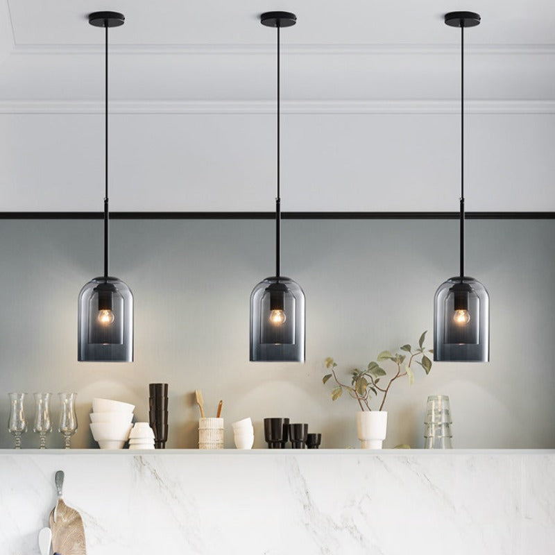 Suspension Mica Mi-Siècle avec Double Abat-Jour en Verre – Élégance Rétro pour Intérieurs Modernes