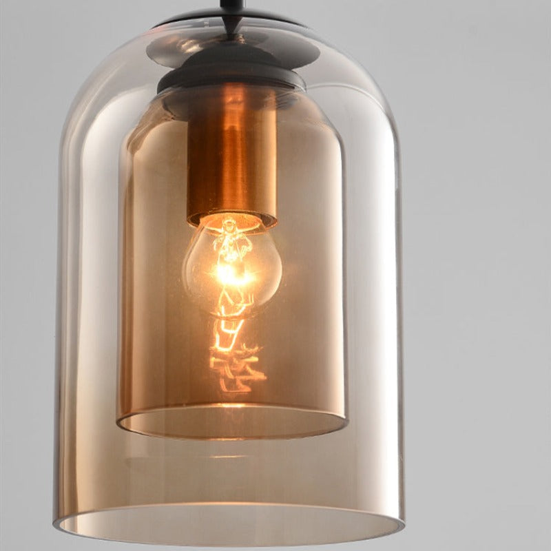 Suspension Mica Mi-Siècle avec Double Abat-Jour en Verre – Élégance Rétro pour Intérieurs Modernes