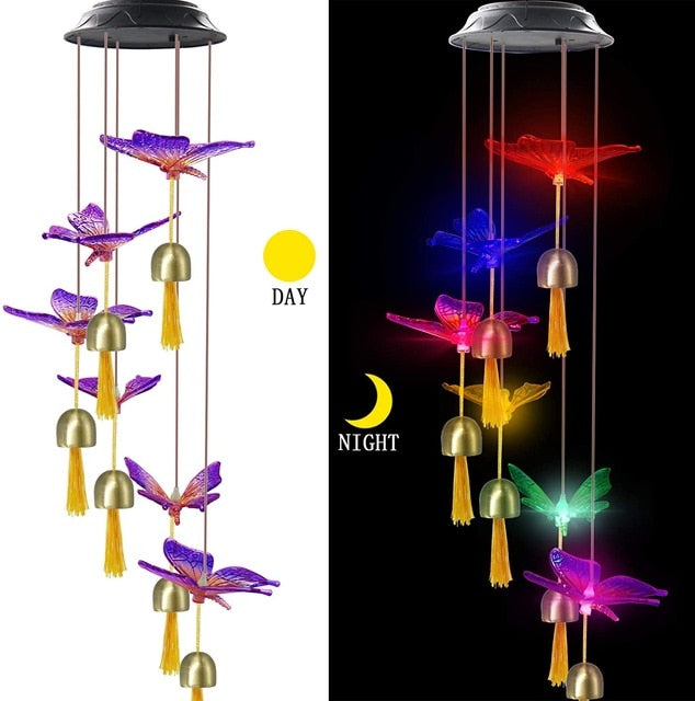 Carillon Solaire Colibri – Éclairage Extérieur LED Changeant de Couleurs pour Jardin et Balcon