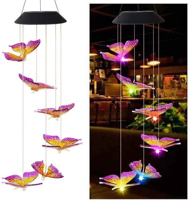 Carillon Solaire Colibri – Éclairage Extérieur LED Changeant de Couleurs pour Jardin et Balcon