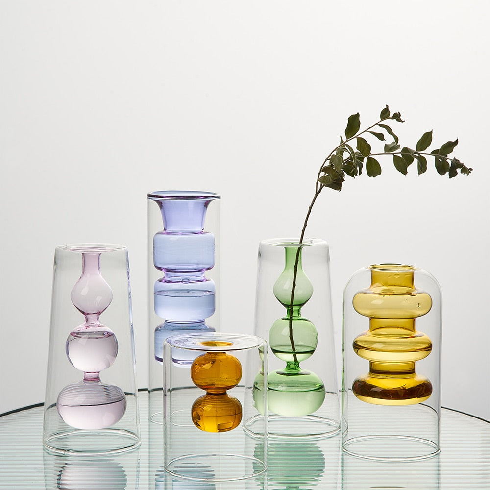 Vase Terrarium en Verre, Design Coloré