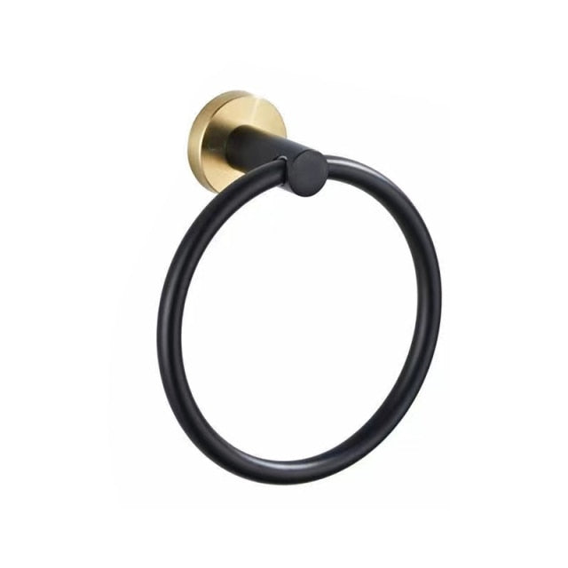 Accessoires Salle de Bain Inox – Noir & Or Brossé