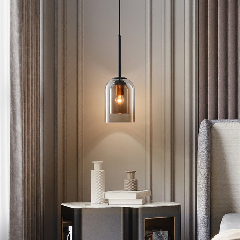 Lampes Suspendues Mica Style Mid-Century – Double Verre Coloré et Finition Élégante
