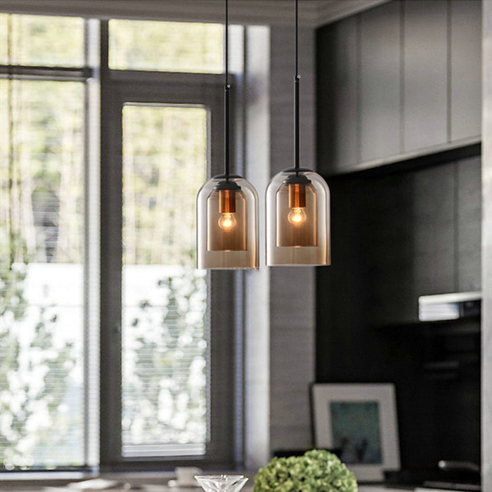 Suspension Mica Mi-Siècle avec Double Abat-Jour en Verre – Élégance Rétro pour Intérieurs Modernes