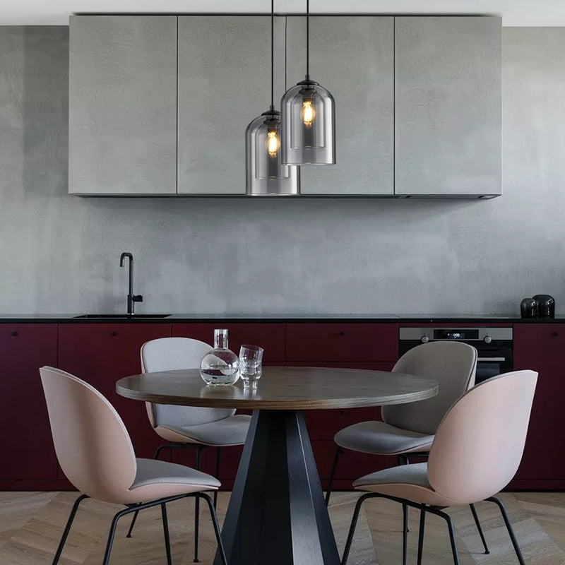 Lampes Suspendues Mica Style Mid-Century – Double Verre Coloré et Finition Élégante